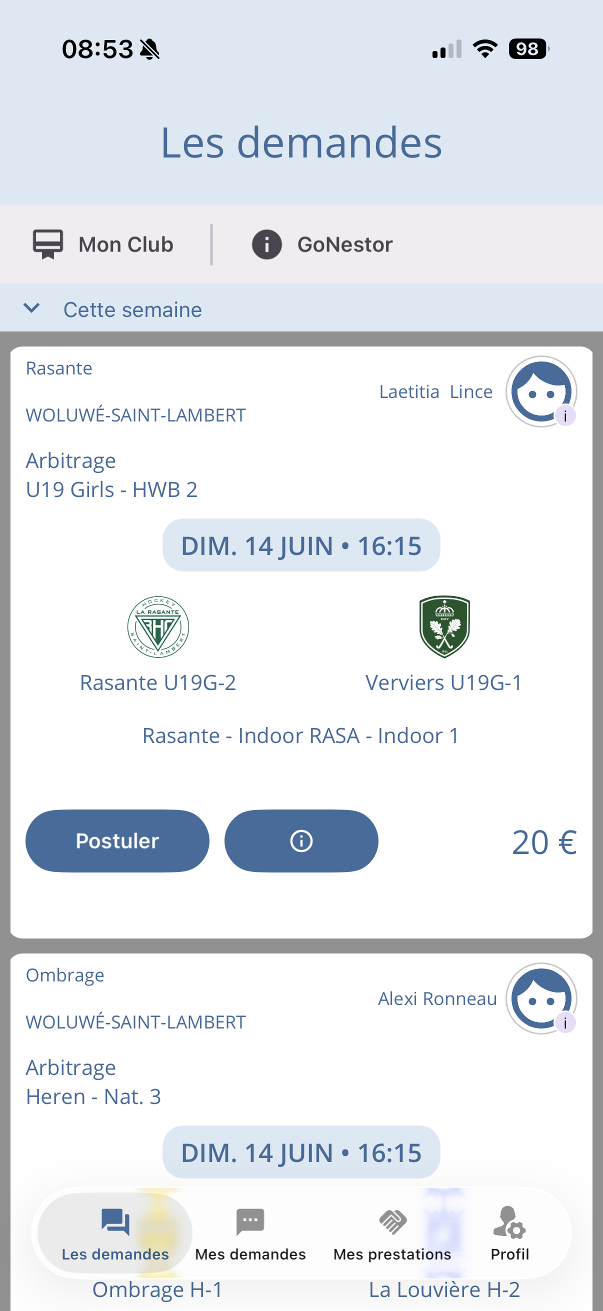 Liste des demandes